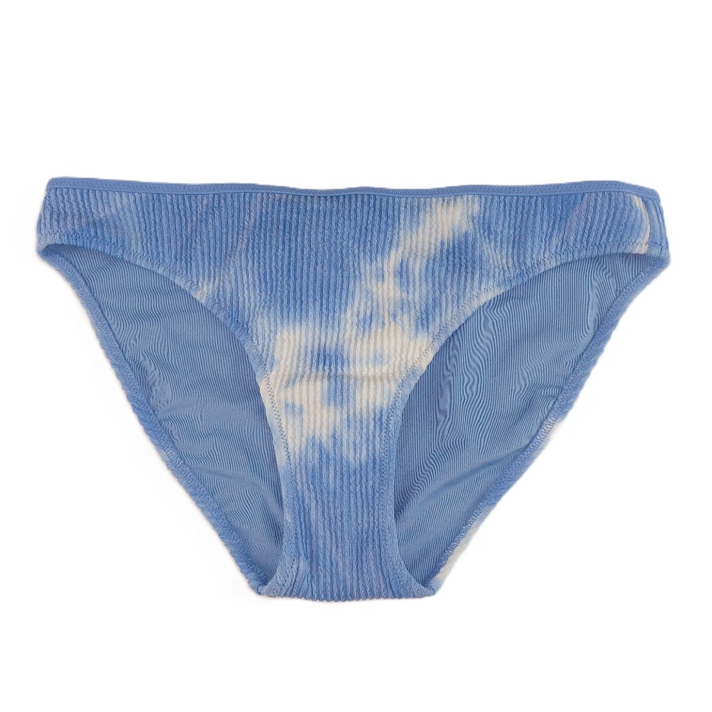 Aerie Crinkle Full Coverage Bikini Bottom Women's Size Medium Blue White Tie Dye